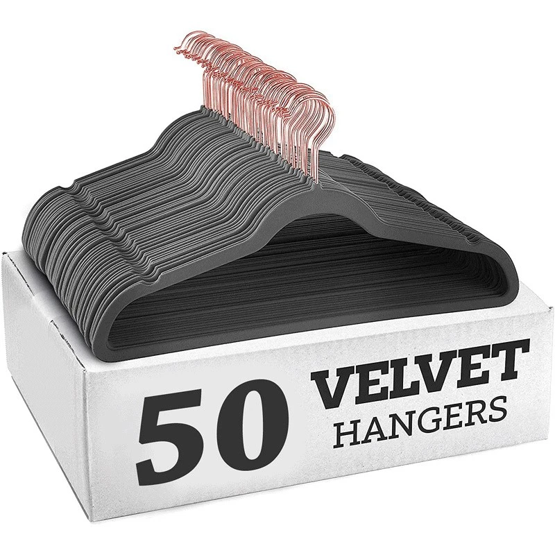 flat velvet hangers Gray