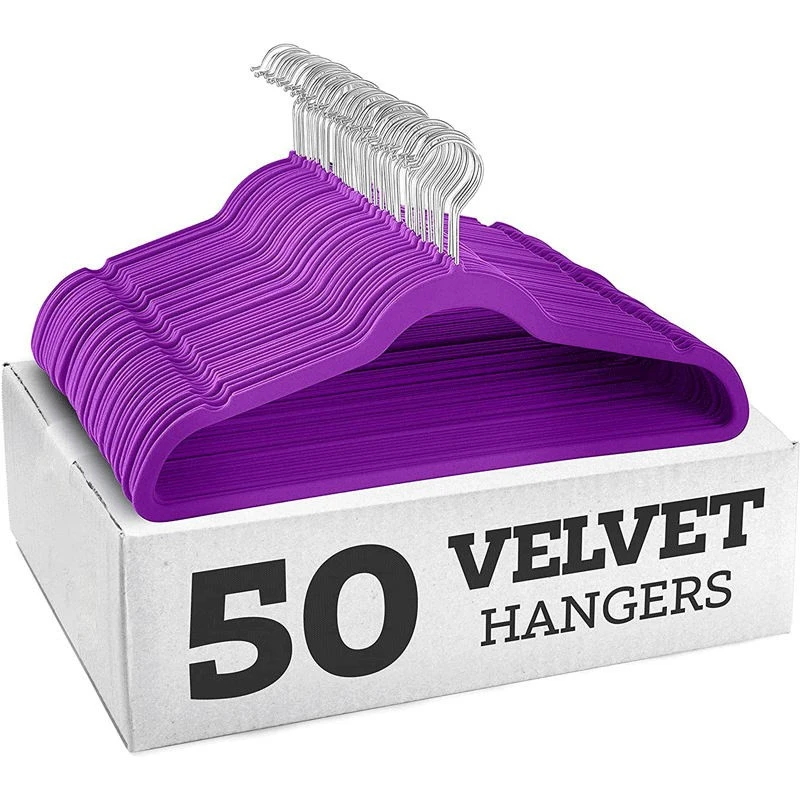 flat velvet hangers Purple